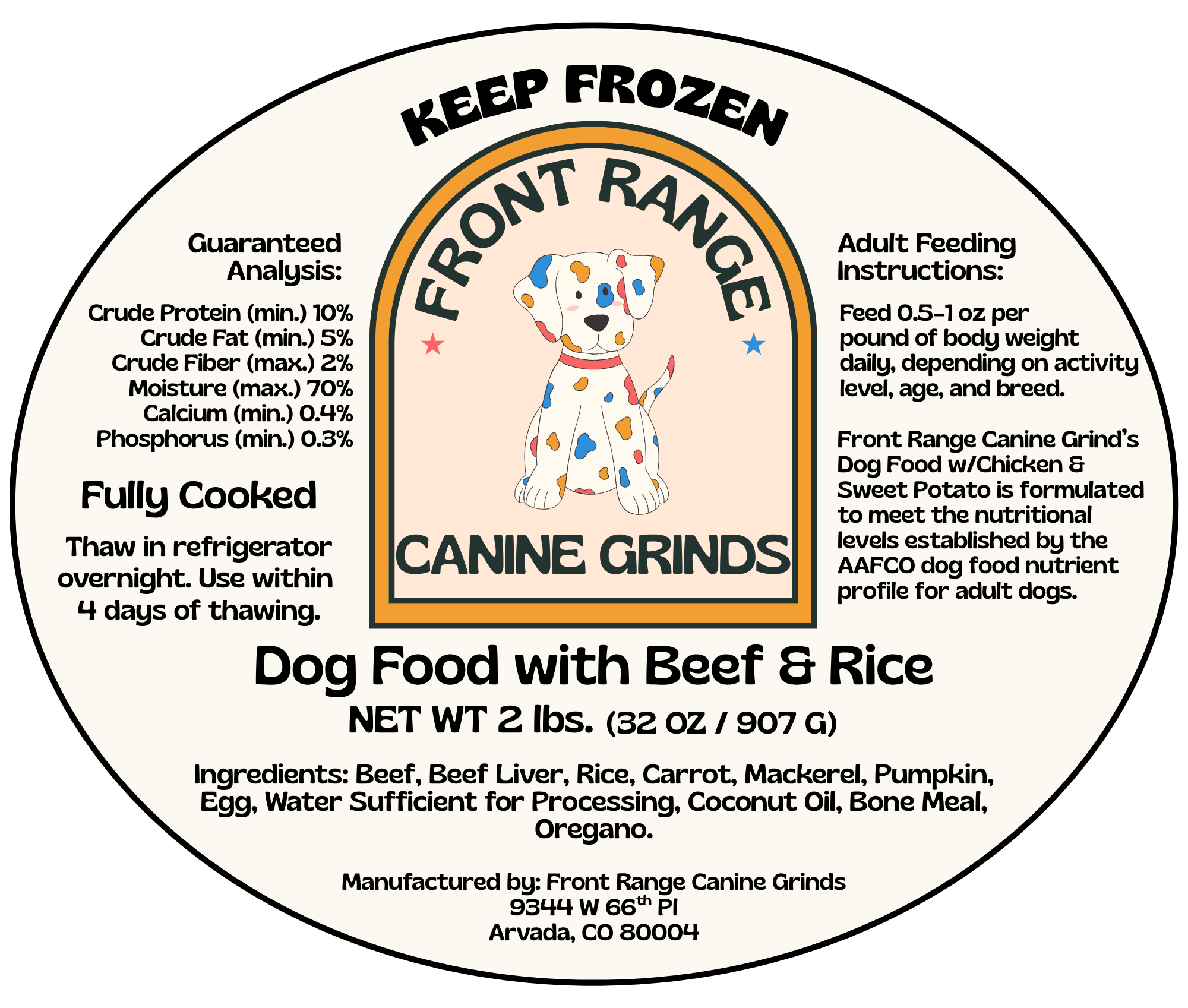 Beef & Rice Grind (2 lbs.) – Front Range Canine Grinds